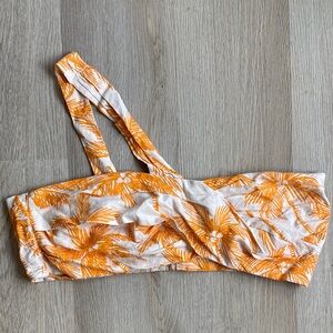 Future Collective Orange Palm One-Shoulder Bandeau Top | Tropical Summer Crop